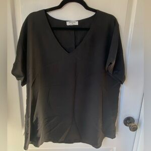 Zenana Outfitters Charcoal V-Neck Short Sleeve Top